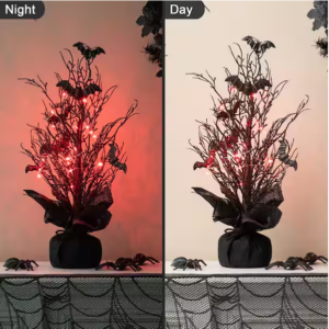 Glitzhome 20 in. H Halloween Lighted Bats Table Tree Decor